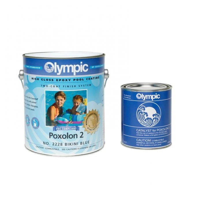 Olympic Poxolon 2 Epoxy Pool Coating 1 Gallon, Bikini Blue 4 Olympic Poxolon 2 Epoxy Pool Coating 1 Gallon, Bikini Blue - Image 2