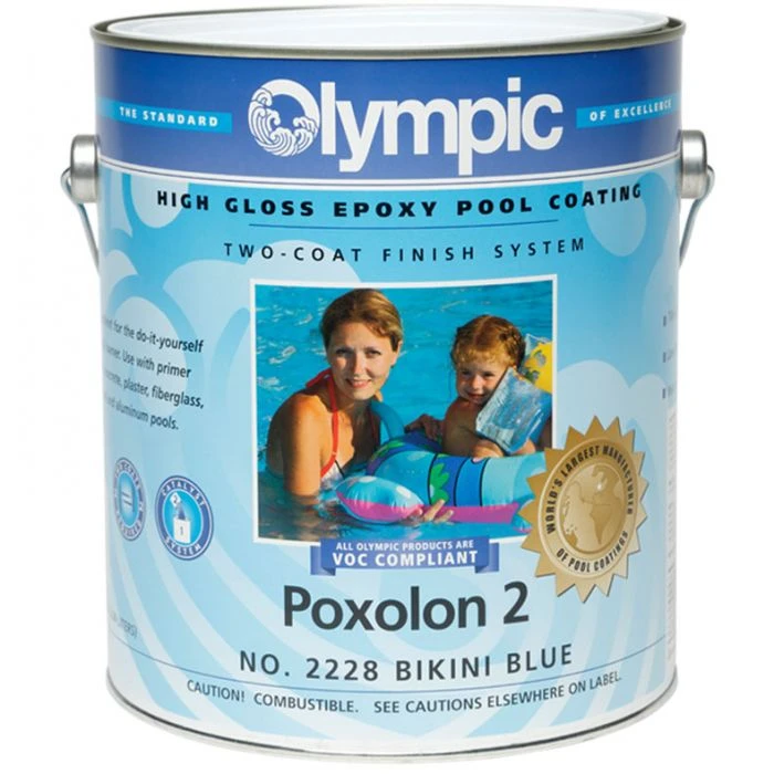 Olympic Poxolon 2 Epoxy Pool Coating 1 Gallon, Bikini Blue 3 Olympic Poxolon 2 Epoxy Pool Coating 1 Gallon, Bikini Blue