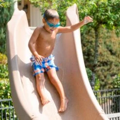 SR Smith Typhoon Pool Slide, Left Turn, Sandstone -Swimline Shop 4068 sand april2023b 1