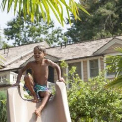 SR Smith Typhoon Pool Slide, Left Turn, Sandstone -Swimline Shop 4068 sand april2023c 1