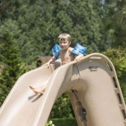 SR Smith Typhoon Pool Slide, Left Turn, Sandstone -Swimline Shop 4068 sand april2023d 1