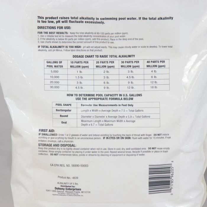 Doheny's Alkalinity Up, 5 Lb 5 Doheny's Alkalinity Up, 5 Lb - Image 3