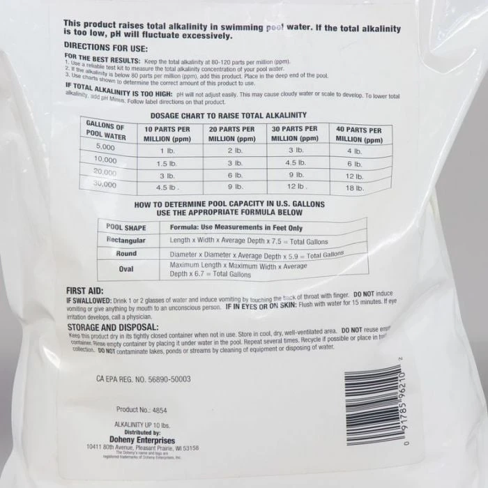Doheny's Alkalinity Up, 10 Lb 4 Doheny's Alkalinity Up, 10 Lb - Image 2