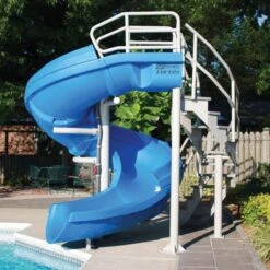SR Smith Vortex Pool Slide, Half Tube With Staircase, Blue